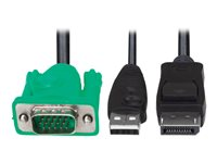 Eaton Tripp Lite Series VGA to DisplayPort and USB-A Adapter Cable Kit for Tripp Lite B020-U and B022-U KVM, 6 ft. (1.8m) - Adapterkabel - USB, DisplayPort (hane) till HD-15 (VGA) (hane) - DisplayPort 1.1 - 1.8 m - stöd för 1080p - svart P778-006-DP