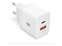 HyperJuice - Strömadapter - 20 Watt - PD - 2 utdatakontakter (USB, USB-C) - vit - Europa HJ205EU