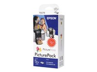 Epson PicturePack T5570 - Färg (cyan, magenta, gul, röd, blå, svart) - bläckpatron/papperssats - för PictureMate 500, Deluxe Viewer Edition, Express Edition, Mobile Phone Edition C13T557040BH