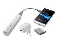 Sony USB Portable Power Supply CP-ELSAIP - Power bank + växelströmsadapter - 2000 mAh (USB) - vit - för XPERIA acro S, go, Ion, miro, P, S, Sola, tipo dual, U CP-ELSAIP