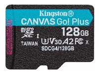 Kingston Canvas Go! Plus - Flash-minneskort - 128 GB - A2 / Video Class V30 / UHS-I U3 / Class10 - mikroSDXC UHS-I SDCG4/128GBSP
