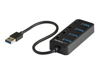 StarTech.com USB 3.0-hubb med 4 portar - USB-A till 4x USB 3.0 Type-A med individuella switchar för portar - USB 3.1/3.2 Gen. 1 med SuperSpeed 5 Gbps - USB-bussdriven - Bärbar - 25 cm ansluten kabel - Hubb - 4 x USB 3.1 Gen 1 - skrivbordsmodell - för P/N: HB30C4AIB HB30A4AIB