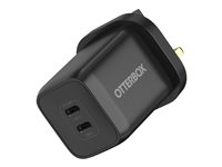 OtterBox - Strömadapter - 65 Watt - 3 A - PD/PPS - 2 utdatakontakter (USB-C) - svart 78-81348