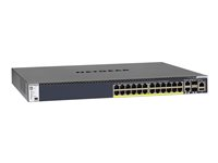 NETGEAR M4300-28G-PoE+ - Switch - L3 - Administrerad - 2 x 10/100/1000/10000 + 2 x 10 Gigabit SFP+ + 24 x 10/100/1000 (PoE+) - främre till bakre luftflöde - rackmonterbar - PoE+ (480 W) GSM4328PA-100NES