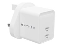 HyperJuice - Strömadapter - GaN - 35 Watt - QC 3.0, Power Delivery 3.0 + PPS - 2 utdatakontakter (USB-C) - vit - Storbritannien HJG35UK