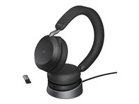 Jabra Evolve2 75 - Headset - på örat - Bluetooth - trådlös - aktiv brusradering - USB-A - ljudisolerande - svart - med laddningsställ - Certifierad för Microsoft-teams 27599-999-989