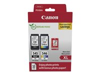 Canon PG-545 XL/CL-546XL Photo Value Pack - Blank - 2-pack - Lång livslängd - svart, färg (cyan, magenta, gul) - original - 100 x 150 mm 50 ark hängande låda - bläckpatron/papperssats - för PIXMA TR4550, TR4551, TR4650, TR4651, TS3350, TS3351, TS3352, TS3355, TS3450, TS3451 8286B012