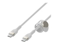 Belkin BoostCharge - USB-kabel - 24 pin USB-C (hane) till 24 pin USB-C (hane) - 3 m - vit CAB011BT3MWH